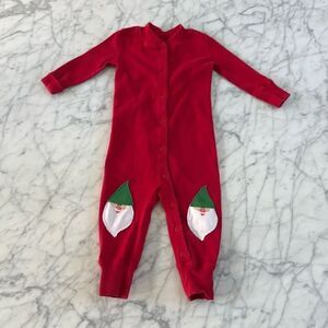 Hanna Andersson Christmas hanna pajama gnome embroidered elf knees Sz 3-6 Mo